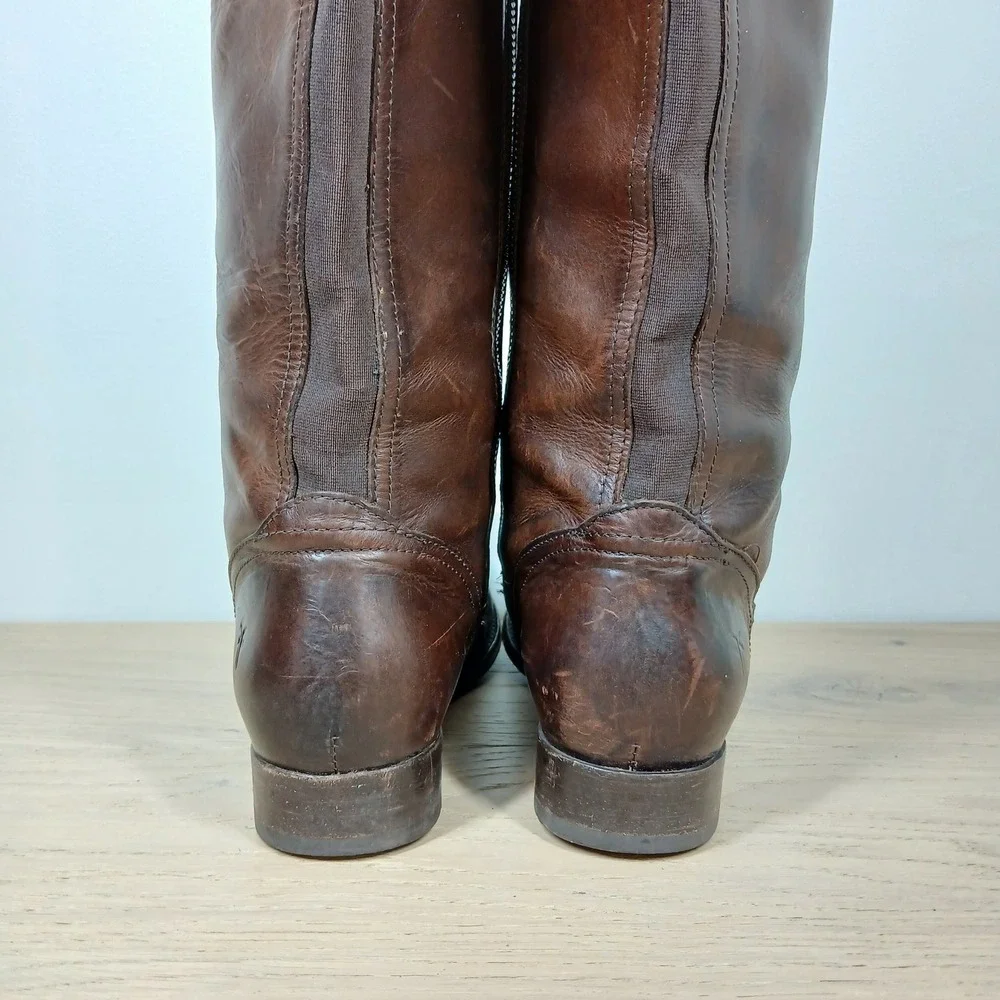 Frye Tall Boots Women 11R Brown Leather Knee High Riding Winter Streetwear Boots